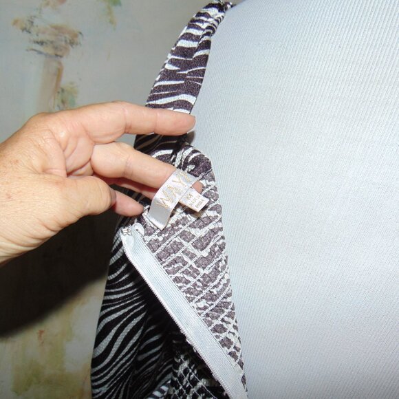 WAYF Animal Print Dress Mini Puff Sleeve Wrap Brown White Zebra Medium Smocked`` - Picture 6 of 7